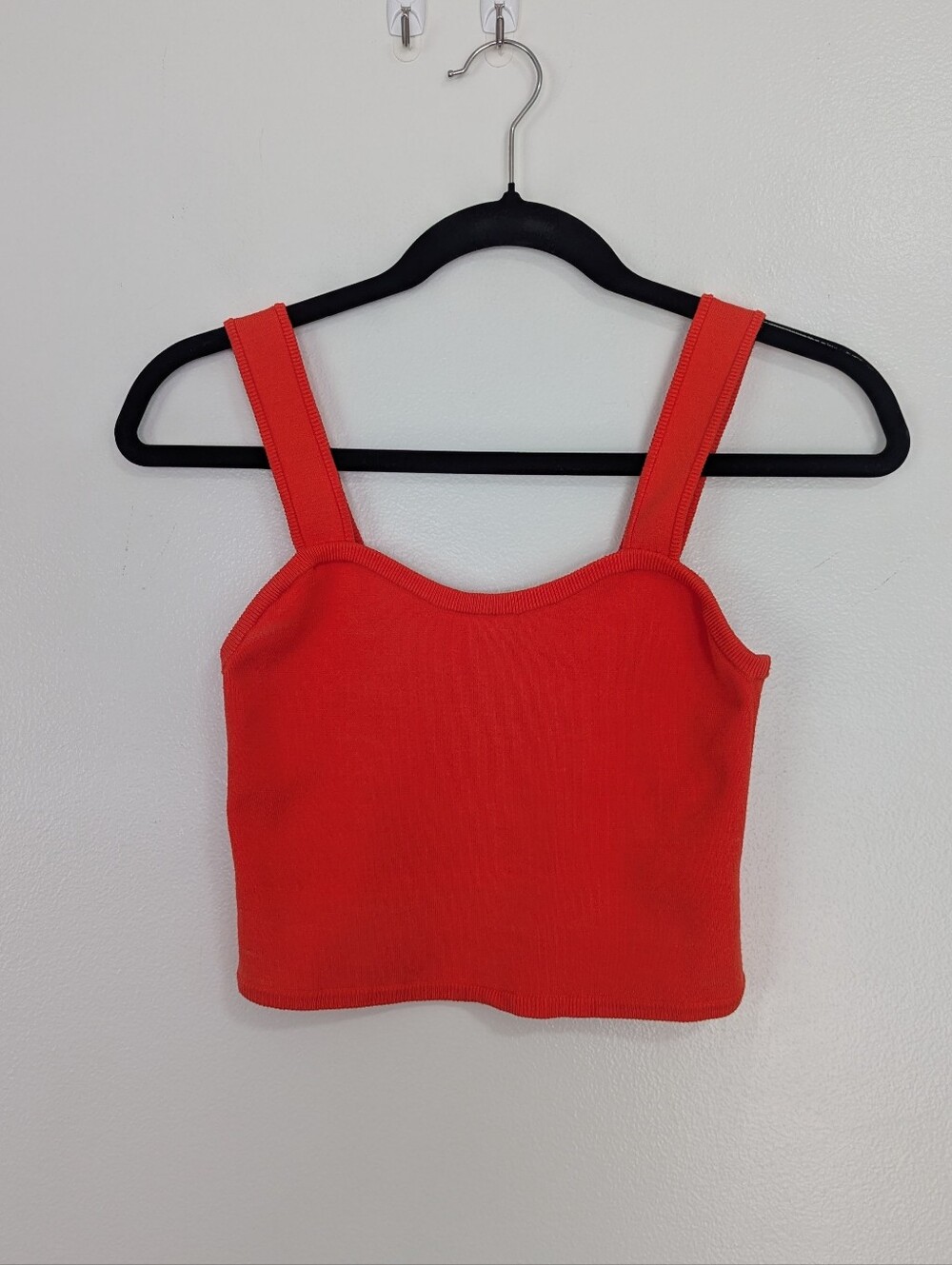 Wilfred Aritzia Size S Bright Orange Ribbed Knit‎ Cropped Tank Top